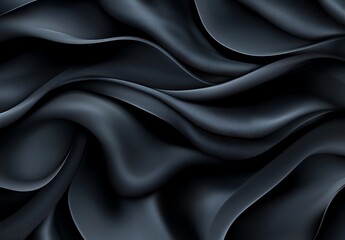 Poster - Elegant black silk waves create a stunning abstract background. The smooth texture and fluid motion make it ideal for design projects and artistic concepts.