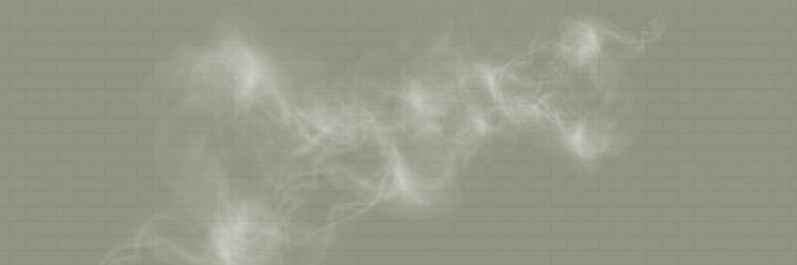 Poster - Transparent realistic smoke on a dark checkered background with soft, flowing, wispy trails.