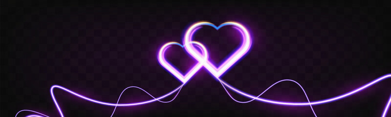 Poster - Glowing neon heart with vibrant pink and blue lights on background. Perfect for romantic, modern, or decorative design.