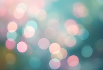 Wall Mural - Soft pastel bokeh background with blurred circles in pink, teal, and white. Dreamy abstract light effect for design projects, banners, or wallpapers. Romantic mood