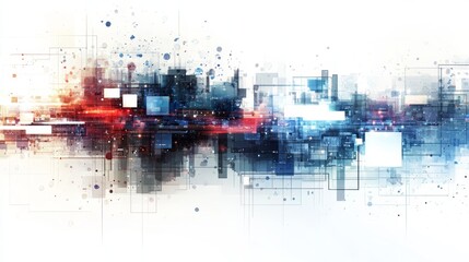 Poster - Futuristic digital landscape showcasing the competition between two tech companies in a vibrant race for SEO dominance