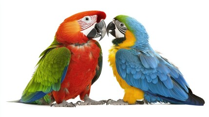 Naklejka na meble Colorful parrots interacting natural habitat wildlife photography studio setting close-up animal behavior