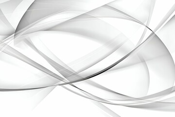 Poster - An abstract composition of flowing, overlapping translucent curves in soft shades of grey and white, creating a fluid and modern minimalist design. The interplay of lines and light evokes a sense of m