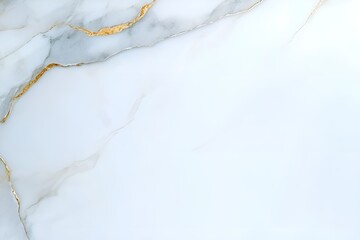 Poster - Luxurious white marble surface with subtle grey veins and shimmering gold accents,