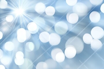Poster - An abstract composition featuring a bright burst of light and soft white bokeh circles on a cool blue background. The glowing effect creates a dreamy, ethereal atmosphere symbolizing purity, serenity 