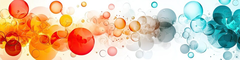 Poster - Abstract colorful bubbles floating on white background.