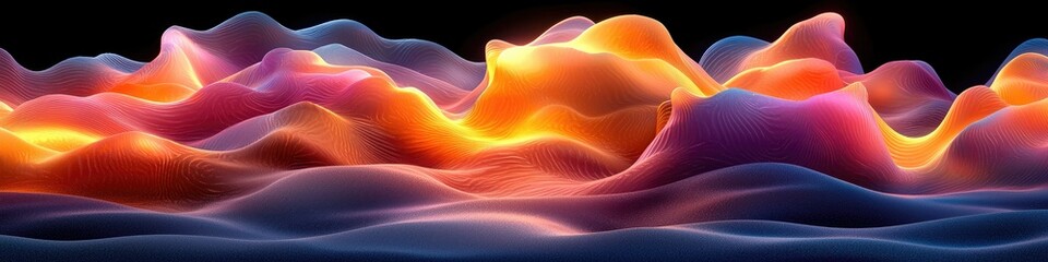 Poster - Abstract colorful flowing waves landscape.