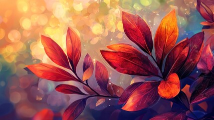 Wall Mural - Vibrant autumn leaves with bokeh background. (1)