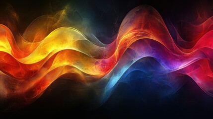 Poster - Abstract colorful wave energy flow design.