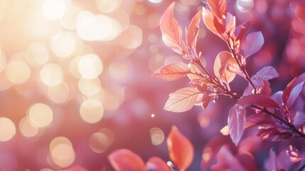 Wall Mural - Vibrant red leaves backlit by sunlight.