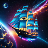 Abstraktion Ein Schiff im Weltraum 1х1. Hintergrund für das Design 1.