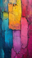 Poster - Vibrant abstract artwork showcasing a spectrum of colors with textured layers on canvas