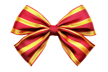 Isolated Red and Gold Luxury Striped Ribbon Bow