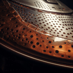 Close-up of spacecraft heat shield with metallic texture