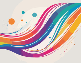 Poster - Abstract Background with Color Lines. Gradient Shapes Pattern. Curve, Wave and Squiggle Design Elements. Vector Graphic with Rainbow Ribbons