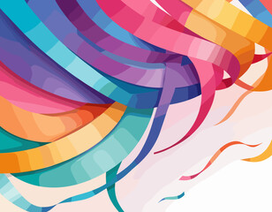 Poster - Abstract Background with Color Ribbons. Vector Gradient Lines Pattern. 3D Design Element. Fun Wavy Dynamic Shapes