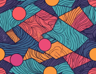 Poster - Abstract Background with Color Line Shapes. Geometric Pattern with Squiggle Gradient Elements