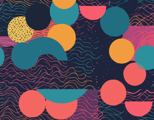 Poster - Abstract Background with Color Line Shapes. Geometric Pattern with Squiggle Gradient Elements