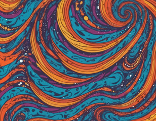 Poster - Abstract Background with Color Line Shapes. Geometric Pattern with Squiggle Gradient Elements