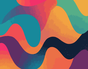 Poster - Abstract Background with Color Line Shapes. Geometric Pattern with Squiggle Gradient Elements
