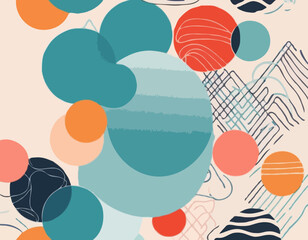 Poster - Abstract Background with Color Line Shapes. Geometric Pattern with Squiggle Gradient Elements