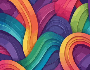 Poster - Color Gradient Lines Pattern. Abstract Vector Background with Curved Graphic Rainbow Gradient Shapes. Colorful Wavy Swirl Ribbons