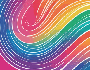 Poster - Color Gradient Lines Pattern. Abstract Vector Background with Curved Graphic Rainbow Gradient Shapes. Colorful Wavy Swirl Ribbons