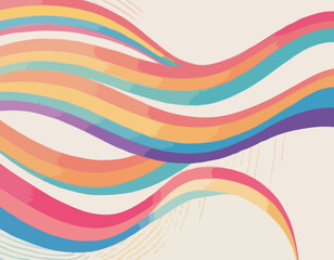 Poster - Color Gradient Lines Pattern. Abstract Vector Background with Curved Graphic Rainbow Gradient Shapes. Colorful Wavy Swirl Ribbons