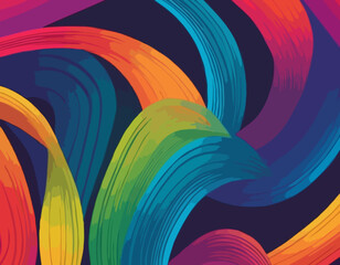Poster - Color Gradient Lines Pattern. Abstract Vector Background with Curved Graphic Rainbow Gradient Shapes. Colorful Wavy Swirl Ribbons
