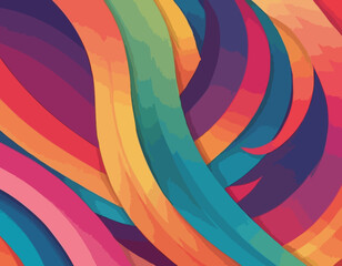Poster - Color Gradient Lines Pattern. Abstract Vector Background with Curved Graphic Rainbow Gradient Shapes. Colorful Wavy Swirl Ribbons