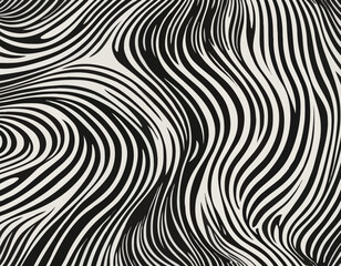 Poster - Abstract Background with Distorted Lines. Vector Seamless Pattern with Wavy Stripes. Decorative Black and White Striped Distortion Effect