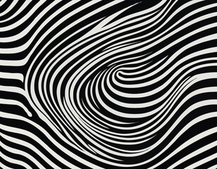 Poster - Abstract Background with Distorted Lines. Vector Seamless Pattern with Wavy Stripes. Decorative Black and White Striped Distortion Effect