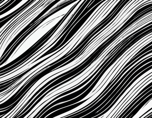 Poster - Abstract Background with Distorted Lines. Vector Seamless Pattern with Wavy Stripes. Decorative Black and White Striped Distortion Effect