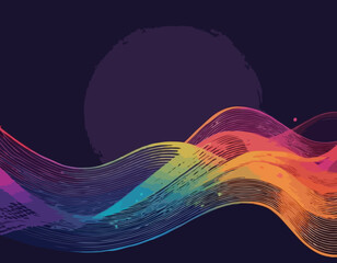 Poster - Abstract Backgrounds with Color Gradient Lines. Vector Bg with Squiggle Rainbow Gradient Ribbon Shapes. 3D Wavy Curve Pattern