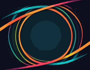 Poster - Abstract Vector Frame with Curve Color Lines. Swirl Ribbons Pattern with Gradient Lines.
