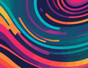 Poster - Abstract Color Lines with a Gradient. Vector Pattern with Splash Shapes. Wavy Swirl Design Elements. Squiggly Spiral Background