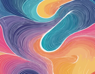 Poster - Abstract Color Lines with a Gradient. Vector Pattern with Splash Shapes. Wavy Swirl Design Elements. Squiggly Spiral Background