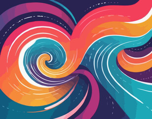 Poster - Abstract Color Lines with a Gradient. Vector Pattern with Splash Shapes. Wavy Swirl Design Elements. Squiggly Spiral Background