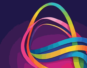Poster - Abstract Wavy Rainbow Lines. Vector Celebration Squiggle Ribbons. Swirl Neon Colored Lines. Background with Gradient Curve Shapes