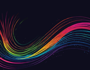 Poster - Abstract Wavy Rainbow Lines. Vector Celebration Squiggle Ribbons. Swirl Neon Colored Lines. Background with Gradient Curve Shapes