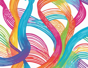 Poster - Abstract Wavy Rainbow Lines. Vector Celebration Squiggle Ribbons. Swirl Neon Colored Lines. Background with Gradient Curve Shapes