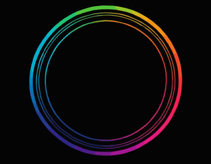 Poster - Circle Shape Gradient Lines on a Black Background. Abstract Geometric Curve Pattern. Creative Vector Neon Colored Gradient