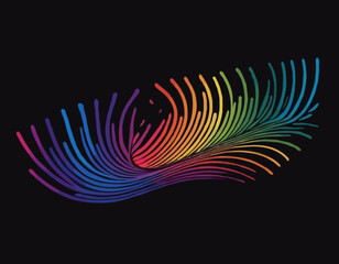 Poster - Abstract Lines with Gradients on a Black Background. A Color Squiggle Curve Pattern Shape. Vector Rainbow Wave.