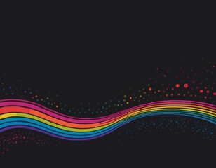 Poster - Abstract Lines with Gradients on a Black Background. A Color Squiggle Curve Pattern Shape. Vector Rainbow Wave.