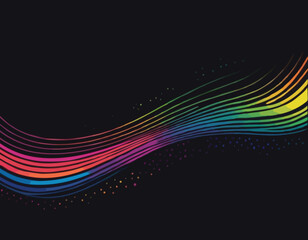 Poster - Bright Gradient Lines on a Dark Background. Colorful Vivid Curve Frame. Celebration Background with Swirl Spiral Pattern in Graffiti Style.