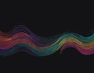 Poster - Color Gradient Lines on Black and White Square Backgrounds. Squiggle 3D Abstract Funny Elements. Bright Vector Pattern