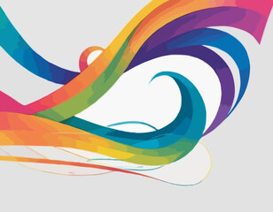 Poster - Abstract Vector Background with Dynamic Gradient Lines. Wavy Color Geometric Shapes. 3D Swirl Wave Elements with Gradient. Poster Design with Rainbow-Colored Ribbons