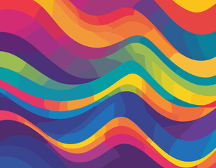 Poster - Abstract Background with Gradient Color Wave Pattern. 3D Wavy Rainbow Lines. Vector Geometric Design Elements