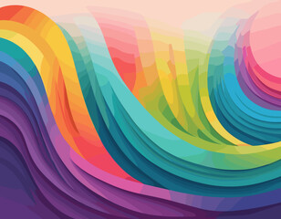 Poster - Abstract Background with Gradient Color Wave Pattern. 3D Wavy Rainbow Lines. Vector Geometric Design Elements