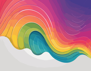 Poster - Abstract Background with Gradient Color Wave Pattern. 3D Wavy Rainbow Lines. Vector Geometric Design Elements